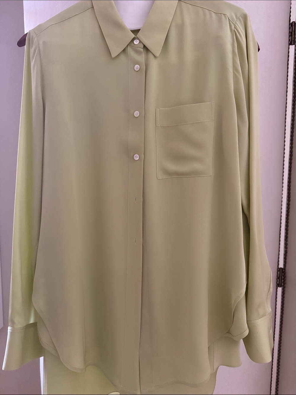 Light Green women’s silk matching blouse and skirt set